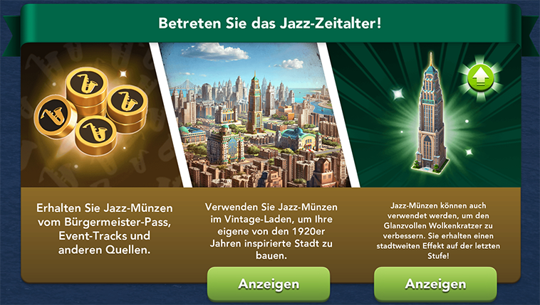 Betreten Sie das Jazz Zeitalter Start