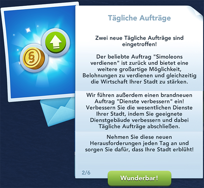 Tägliche Aufträge Info