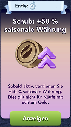 Schub 50 saisonale Währung Start