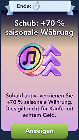 Schub+70 saisonale Währung Start