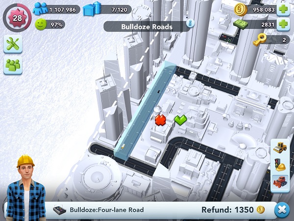 simcity buildit bulldozing a road small